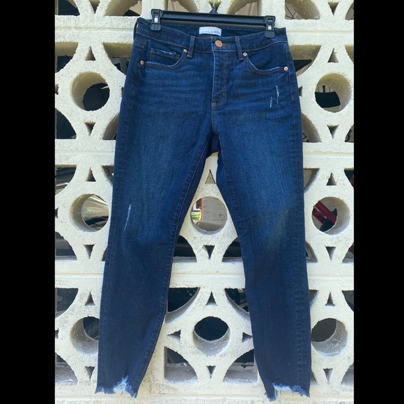 Loft Curvy Skinny jeans w/ chewed hem in deep indigo - Picture 1 of 4